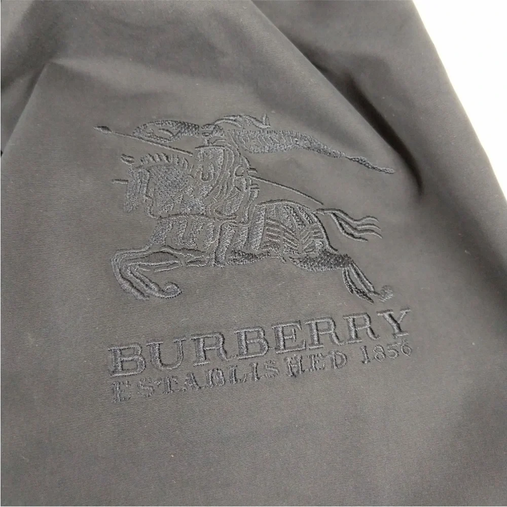 Burberry Black Raincoat with High Collar and Full-Length Zipper